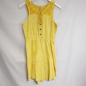 Roxy Sunshine Yellow Woven Accent Crepe Dress